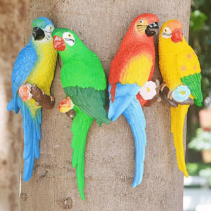 coolboy Hanging Parrot Decor,Bird Statues,Tropical Real Resin Bird Figurines,Home Ornament Decor for Tiki Bar,Perfect for Yard Ornaments,Tree Decorations Outdoor,Patio,Lawn,Tree Trunk, Porch