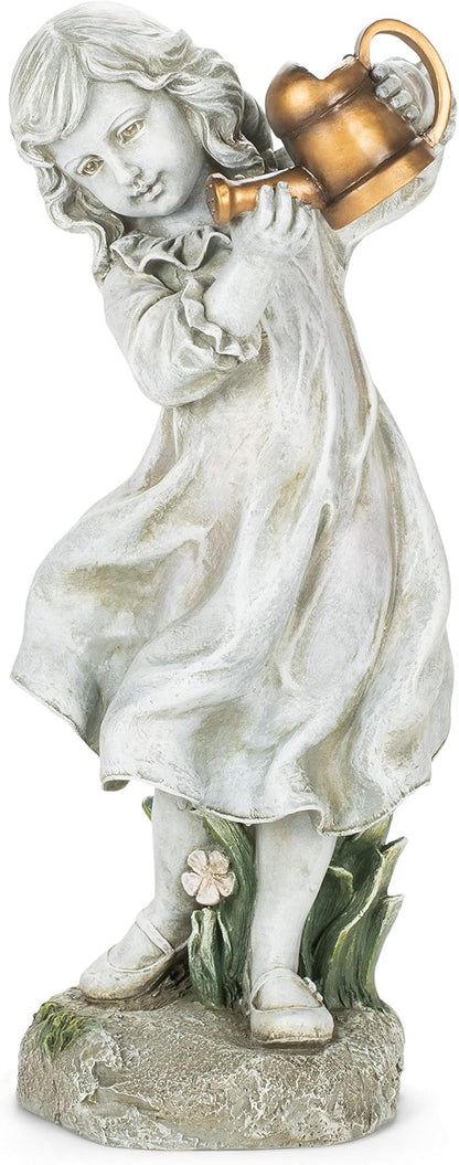 Joseph's Studio Garden Statue – 22" Tall Girl with Watering Can Outdoor Décor – Elegant Resin Yard Sculpture for Patio, Lawn, or Garden