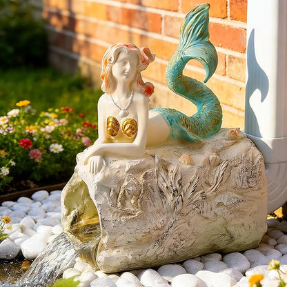 Teaeeno Mermaid Gutter Downspout Extension Decoration, 3''x4'' Downspout Extender Diverter Splash Block Sculpture Outdoor Decor, Animal Resin Statue(Pink)