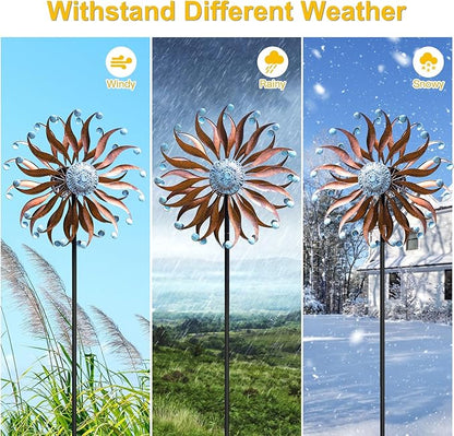LimeHill Wind Spinners Outdoor Metal Large Wind Spinners for Yard and Garden, Kinetic Wind Sculptures & Spinners with Stake for Family (24" W x 84" H)
