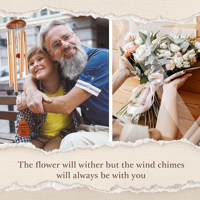Gifts for Grandpa, Grandpa Wind Chimes, Best Gift for Grandpa, Birthday Gift for Grandfather from Granddaughter, Grandson, Grandpa Gifts Ideas for Father's Day Christmas -Large 36''