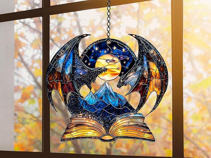 Fantasy Book Lover Acrylic Suncatcher Window Hanging Mini Bookshelf Decor Reader Gift Fantasy Decor