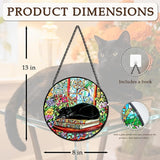 Cat Stained Glass Suncatcher Window, Hanging Sun Catchers Indoor Window, Suncatcher for Nana/Mom/Women (Black Cat)