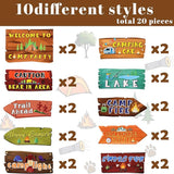 20 Pack Camping Themed Party Decorations Camping Party Directional Signs for Summer Camp Decor Welcome to Camp Birthday Supplies Classroom Wall Door Porch Yard Sign Photo Props Backdrop Supplies