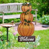 Linfevisi Pumpkin Yard Sign Stakes Stacked Pumpkin Garden Stakes Outdoor Metal Fall Decor Welcome Signs Lawn Ornaments for Autumn Harvest Thanksgiving Halloween 38.4"