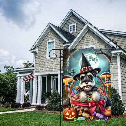 BlissYard Halloween Cute Garden Flag 12x18 Inch Candy Witch Dog Basket Flag Outdoor Yard Decoration House Banner Porch Lawn Patio Home Decor