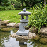 14’’ High Asian Solar-Powered Zen Pagoda Garden Statue LED Light Solar Lamp for Outdoor Japanese Decoration Aesthetic Garden Figurines