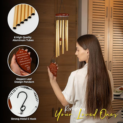 Best Memorial Wind Chimes for Outside - 32.5" Sympathy Wind Chimes Memorial Gifts for Loss of Loved One - in Remembrance Gifts - Best Bereavement Gift Idea for Loss of Loved One - Unique Funeral Gift