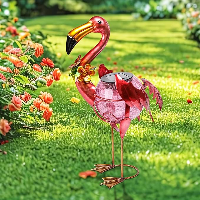 MUMTOP Flamingo Solar Light Outdoor Decor, Solar Lanterns Outdoor Waterproof Flamingo Tabletop Yard Garden Lawn Porch Patio Decorations, Gardening Gift for Women