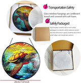 RIVEENY Sea Turtle Glass Window Hanging,8" Sea Turtle Decor Sun Catchers,Stained Glass Sun Catcher Hanging Decoration with Metal Chain,Sun Catchers for Window Decor Outdoor Garden Decor