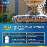 Adios! Fountain Scale Remover for Calcium, Lime and Hard Water Deposits on Bird Fountains, Baths and Water Features (8 oz)