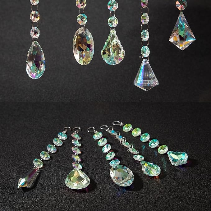 9pcs Sun Catchers with Crystals Rainbow Maker Crystal Suncatchers Prisms Glass Pendant Colorful Hanging Ornaments for Windows Chandelier Office Home Garden Decor