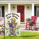 Memorial Day Garden Flag 12x18 Inch, Always Remember Our Heroes Double Sided Patriotic Flag for Yard Outdoor Decoration