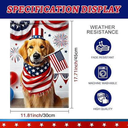 BlissYard 4th of July Garden Flag Golden Retriever Dog Patriotic Garden Flag 12x18 Double Sided American Flag Welcome Yard Flag Outdoor Memorial Day Independence Day Decorations