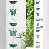 8.5 Ft Rain Chain for Gutters Downspouts, Cups with Butterfly, Distressed Blue……