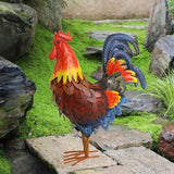 Iron Rooster Garden Statue Animal Figurine Decoration Lawn Ornament Chicken Sculpture for Entrance Plant Pot Farm Fence Porch