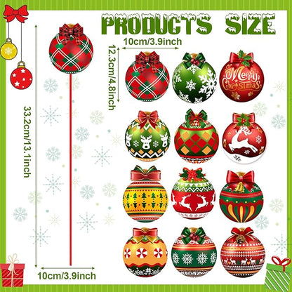 Zonon 12pcs Winter Garden Decorations Winter Snowflake Metal Planter Stakes for Patio Lawn Planter Pot Xmas Nutcracker Gingerbread Yard Stake Signs Outdoor Lawn Decor Party Favor(Ball)