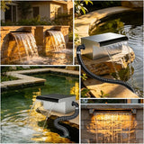 All-in-1 Pond Waterfall Kit with 800GPH Water Pump, 12-inch Stainless Steel Spillway with LED Light, 3-Stage Filtration Outdoor Waterfall for Garden, Backyard, Pool, Water Feature