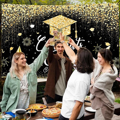 Large School Graduation Party Banner Decorations 72x44 Inch, Graduate Banner for Class of 2025 Ceremony Congratulations Grad School Prom Favors Party Supplies, Garden Flag Photography Background