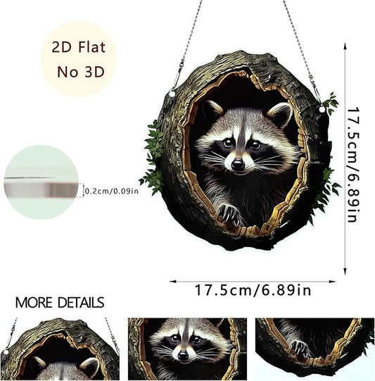 Little Raccoon Ornaments Colorful Window Hanging Decorations Home Wall Decor for Bedroom Patio Indoor Outdoor