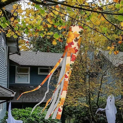 Jeiento Fall Pumpkin Windsock Pack of 2,Fall Thanksgiving Windsocks Decoration 40 Inch Wind Socks for Front Yard Patio Lawn Garden Party Decor