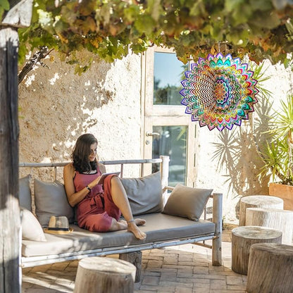 Aoedelyart Wind Spinners Outdoor Mandala Lucky Clover,Wind Spinner Lucky Gifts for Women/Mother/Father/Men,Stainless Steel Kinetic 3D Wind Spinner Outdoor&Indoor Decoration Yard Art Garden Decor