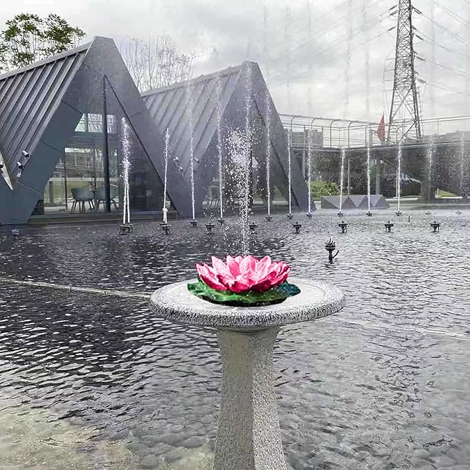 Solar Powered Water Fountain Birdbath Fountain Solar Power with 6 Nozzles Free Standing Floating Lotus Outdoor Fountain Solar Bird Bath Fountain Pump for Garden,Fish Tank,Pool,Patio,Pond Decor