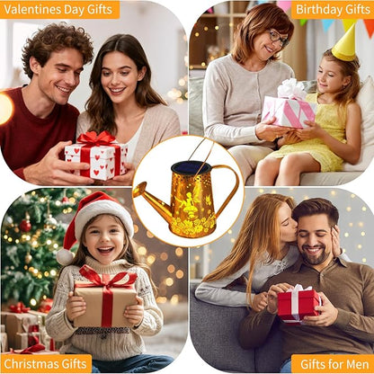 YJFWAL Solar Watering can with Lights, Gifts for Mothers Day Mom Grandma Women Birthday, Waterproof Gardening Gifts Watering Can with Cascading Lights Outdoor Decor for Garden Patio Yard Pathway