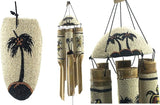 Bellaa 24629 Bamboo Wind Chimes Sea Sand Art Painting Palm Coconut Tree Gecko Sea Turtle Handmade Windchimes Outdoor Garden Patio Gifts 32 Inch