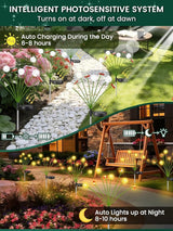 Solar Garden Lights Outdoor ,8 Pack 64 LED, Solar Swaying Dandelion Bee Lights Waterproof, Swaying Firefly Lights for Yard Pathway Lawn Patio Decorations, 2 modes (Steady on, Slow Twinkle), Warm White