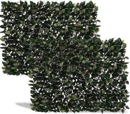 DOEWORKS Expandable Fence Privacy Screen for Balcony Patio Outdoor, 2PCS Faux Ivy Fencing Panel for Backdrop Garden Backyard Home Decorations