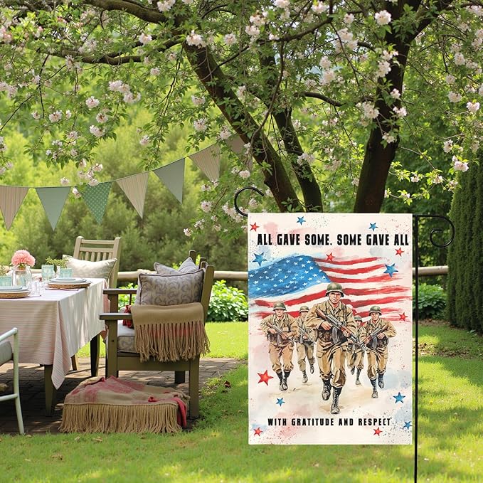 Memorial Day Garden Flag Patriotic American Soldier Tribute Outdoor Yard Flags Honoring Fallen Heroes Military Remembrance Patio Veterans Day Fourth of July American Flag Decor 12x18 Inch