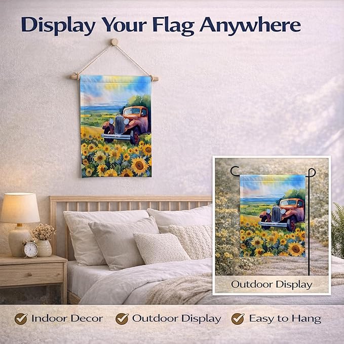 Caroline's Treasures Kansas Sunflowers in Watercolor Garden Flag Mailbox Flag Decorative Yard Flag Banner Outside Patio Artwork Yard Flower Beds, Garden Size, Multicolor