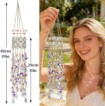 H&D HYALINE & DORA 19 Inch Garden Crystal Suncatchers Sun Catchers Indoor Window Gold-Plated Sun Catcher for Indoor Outdoor and Party Decor (Colorful)