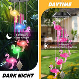 Solar Powered Flamingo Wind Chimes with 4 Music Aluminum Tubes, Flamingo Wind Chimes for Outside,Best Gifts for Mom Grandma Women Wife Aunt Sister, Unique Mobile Wind Chime, Garden Yard Decor