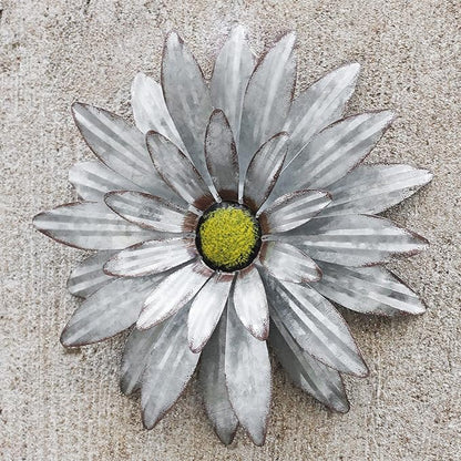 Galvanized Farmhouse Metal Flowers Wall Decor Inspirational,Wall Decor Hanging for Indoor Outdoor Home Bedroom Living Room Office Porch Patio Garden Fence 13Inch,Handmade Gift, Set of 2