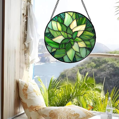 Stained Glass Window Hanging - Ireland Green Suncatcher for Doors Garden Patio Sun Catchers Decor Mother's St. Patrick's Day Birthday for Women Men Mom Nana Friend15 in