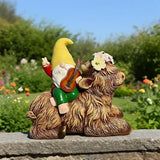 Spring Garden Paly The Violin Gnome Highland Cow Solar Statues, Summer Gnome Outdoor Resin Sculpture Decor for Home Table Patio Lawn Yard Porch Balcony, Housewarming
