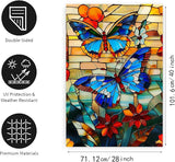 Stained Glass Butterfly Garden Flag Spring Summer House Flag Fall Floral Decorative Yard Flags for Outside 28x40 Double Sided Large Seasonal Lawn Flags Rustic Outdoor Decor