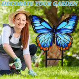 1 Pcs Spring Metal Butterfly Garden Stakes Decor 16.5 Inch Decorative Blue Butterfly Yard Stake Outdoor Insect Decor Metal Garden Art Ornaments for Patio Porch Lawn Backyard