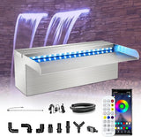 LONGRUN Waterfall Pool Fountain, Updated 5.9'' Wider Open Lip Stainless Steel Waterfall Spillway, Decorative Water Feature for Swimming Pools, Koi Ponds, Spa & Garden - 11.8''