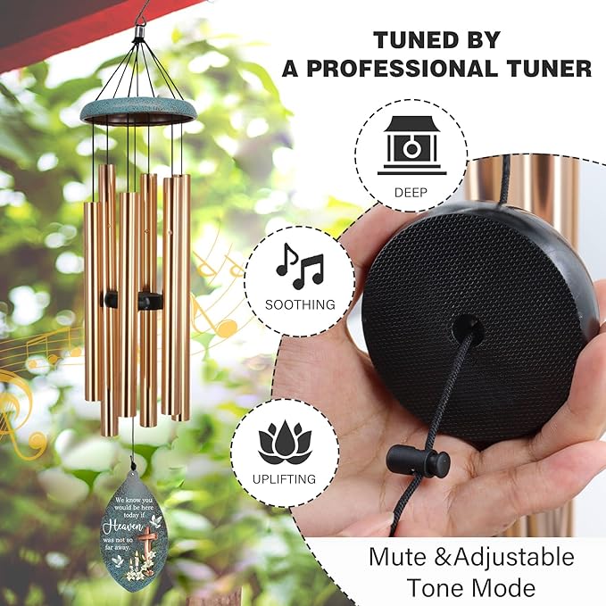 ASTARIN Memorial Wind Chimes Personalized, Memorial Gifts Wind Chimes for Loss of Loved One, Sympathy Gifts Cross Wind Chime, Windchimes in Memory of a Loved One(Produced in USA)