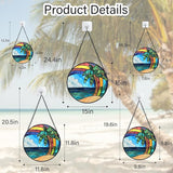 CHATYOUNG Stained Glass Window Hanging Abstract Ocean Coconut Tree 7.8" - Color Suncatcher Door Garden Home Decor and Christmas Mother's Day Birthday Gift for Grandma Nana and Mom Women Friend