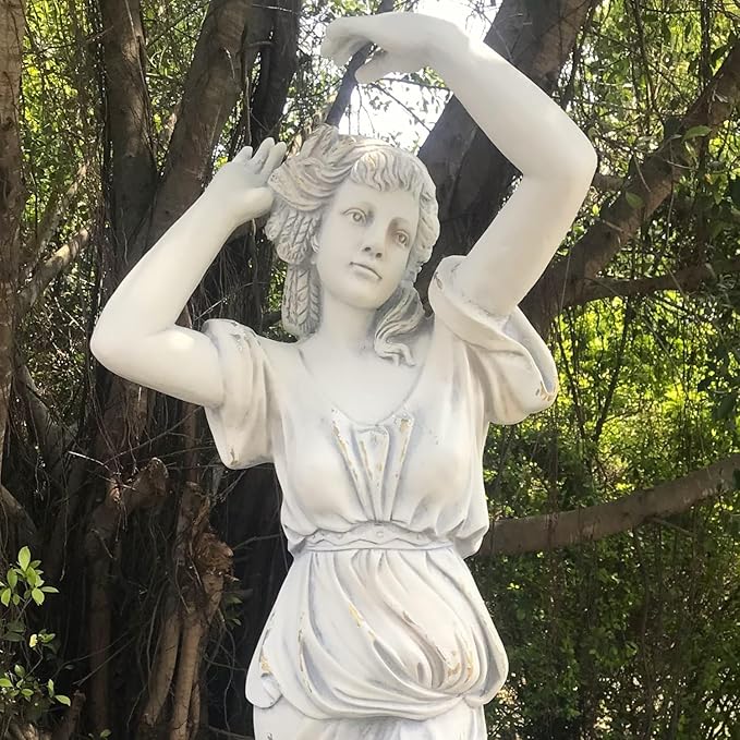 Zaer Ltd. 65" Tall Graceful Magnesium Angel Statue in Antique Grey Distressed Finish Antique Classical Design (Farrah)