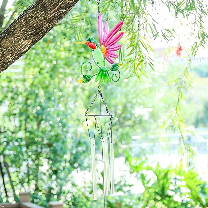 Taman Wind Chime for Outside - Hummingbird Wind Chimes for Outside Aluminum Tubes Decorative Memorial Gift, for Home, Outdoor, Yard, Patio,Garden Decor
