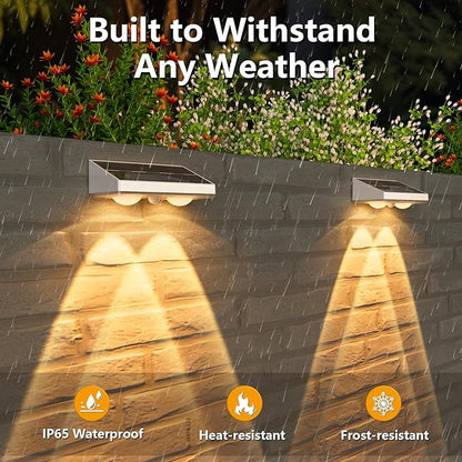 NIORSUN Solar Fence Lights,8 Pack Solars Deck Light,Warm White Color,Outdoor Bulb Waterproof Led IP65,Power Patio Lamp with Lenses for Outside/Backyard/Railing/Yard（White）