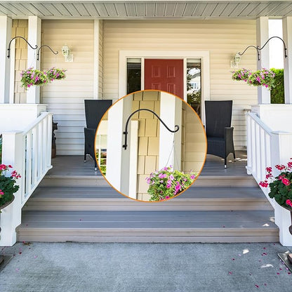 4 Pack Heavy Duty 16 Inch Outdoor Plant Hangers, Black Wall Hanging Brackets for Hanging Flower Basket, Bird Feeders, Lanterns, Wind Chimes