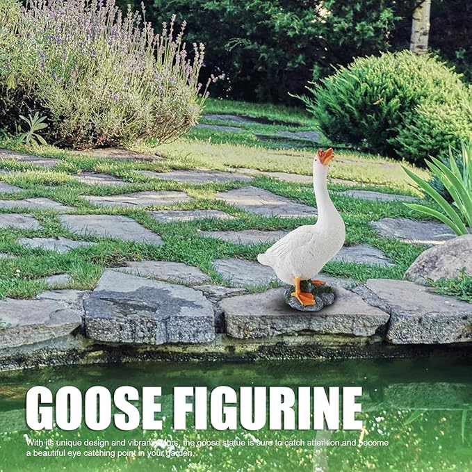Garden Statues Goose Figurine Farm Animal Sculpture Lifelike Outdoor Statue for Pond Garden Decor Unique Design with Vibrant Colors Yard Ornaments Decor