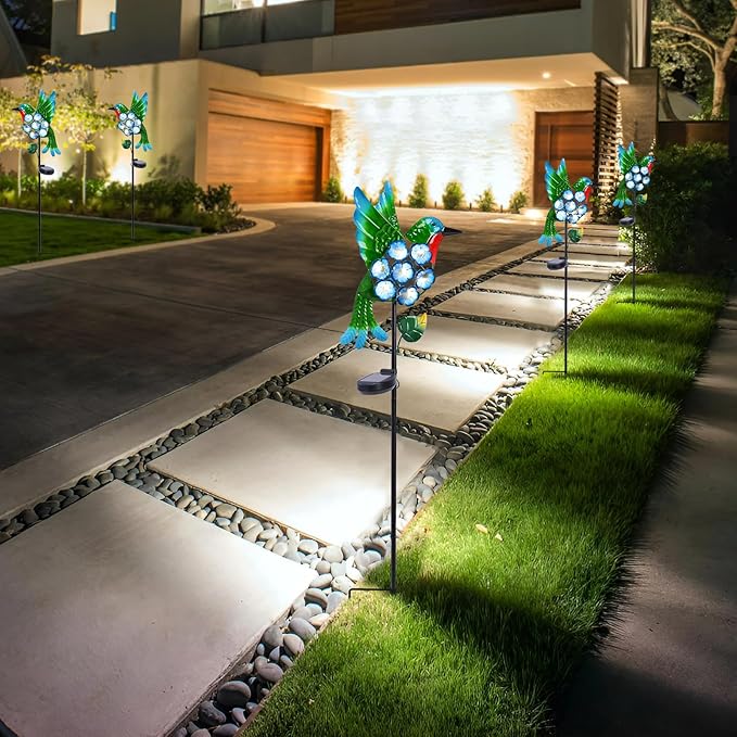 Bshine Solar Lights Outdoor Garden Decoration, Hummingbird Metal Stake Waterproof Solar Lamp for Outdoor Patio, Yard Decoration Lawn Art