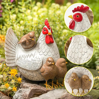 Teaeeno Chicken Statues Garden Decor,Funny Garden Chicken Outdoor Statue Decorative,Chicken Farm Animals Decor,Funny Yard Patio Art Decoration Ornament,Animal Statue Table Ornament,Rooster Statue